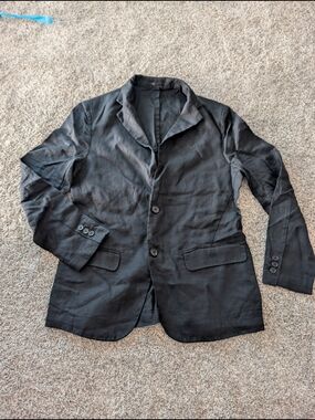 Quince Mens 100% European Linen Blazer Small Black NWOT